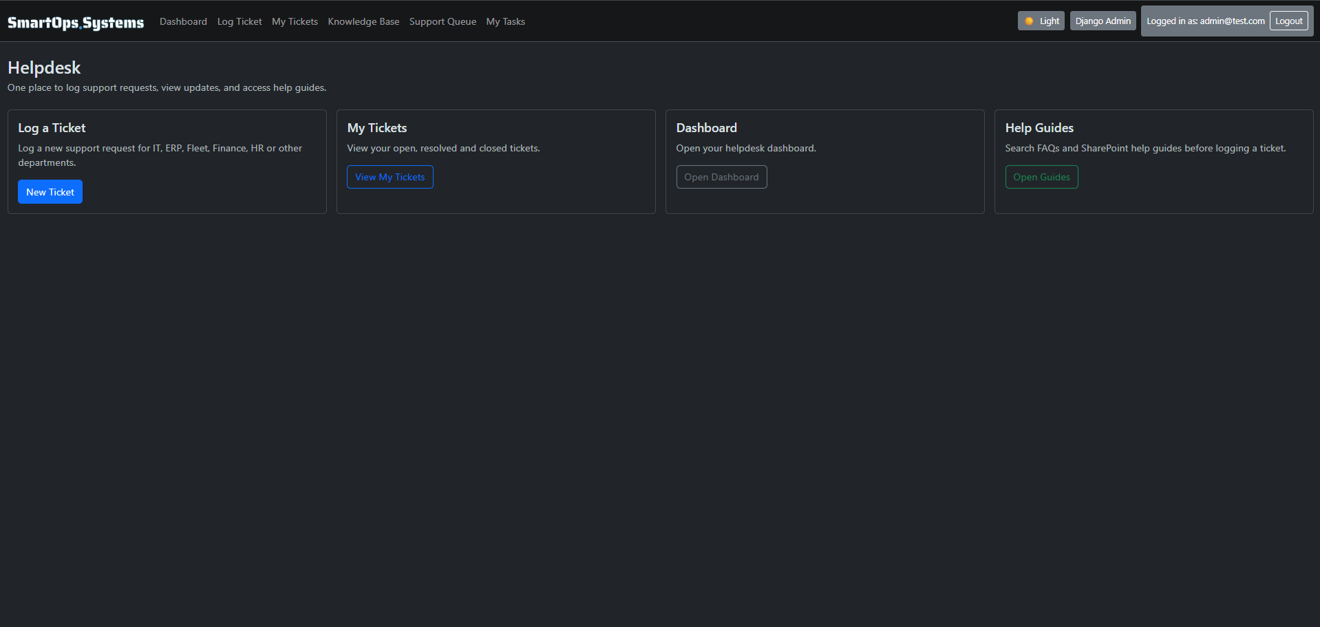 Helpdesk home page