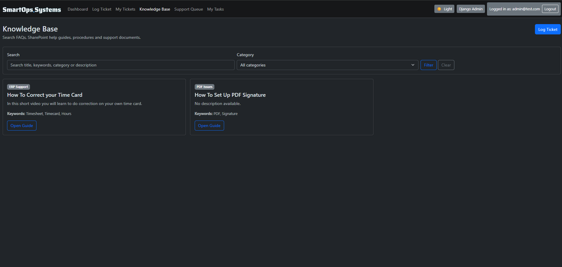 Knowledge base page